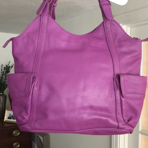 Clark’s Genuine Leather Satchel Purple Purse - Picture 10 of 14